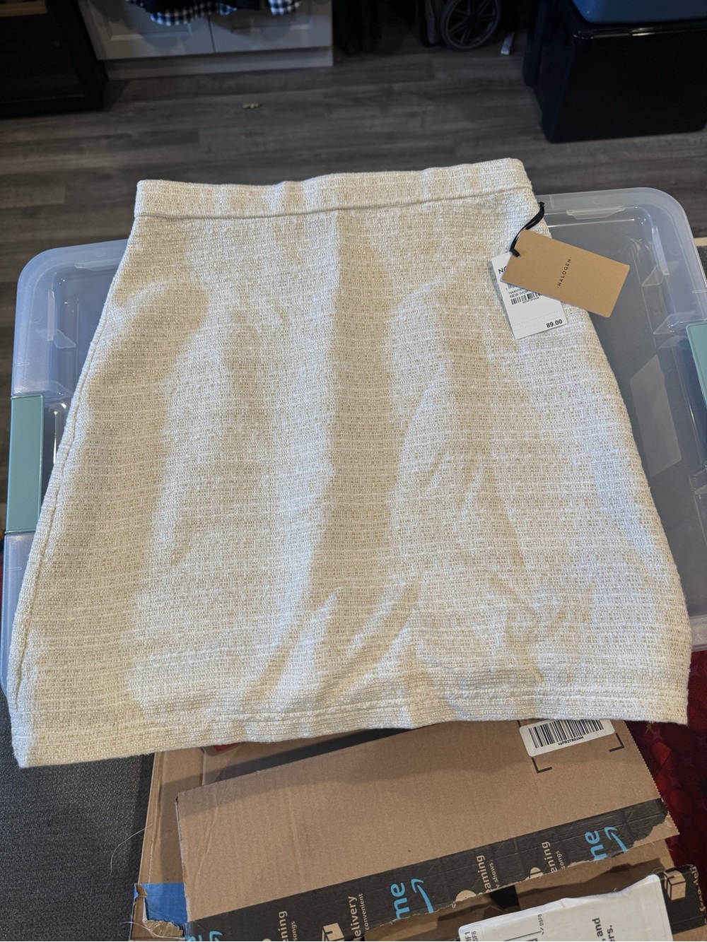 Halogen Cream Tweed Mini Skirt
